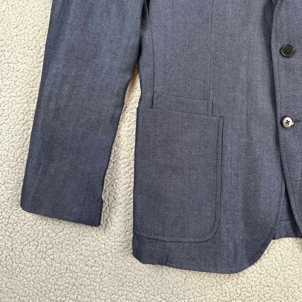 Banana Republic Blazer 40R Blue Slim Fit Wool Linen Unstructured Stretch